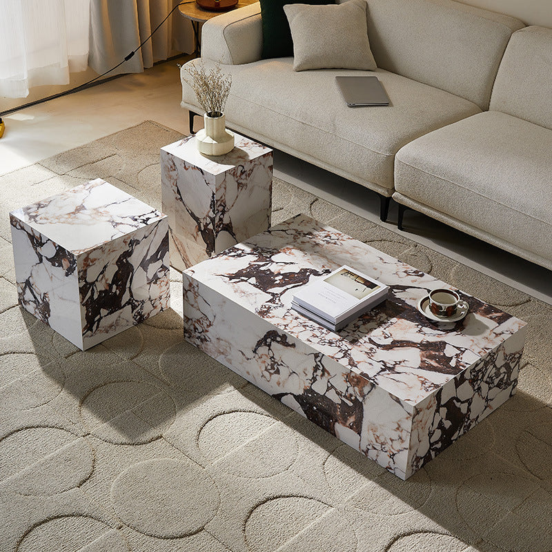 Block Coffee Cocktail Table Contemporary Slate Coffee Table Set
