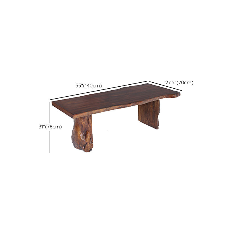 Rectangle Solid Wood Coffee Table Dark Brown Abstract Cocktail Table