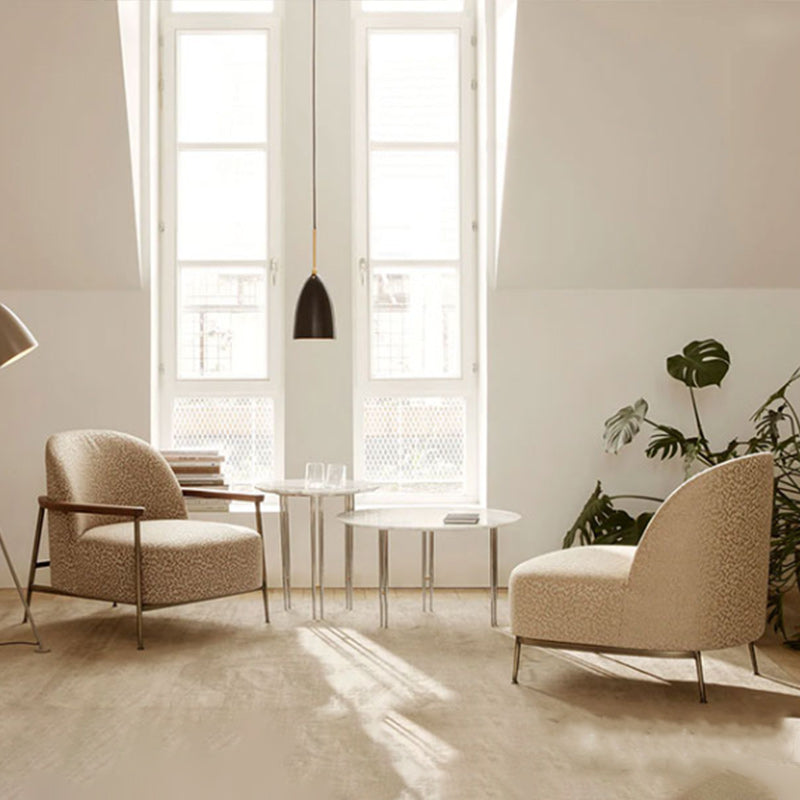 Scandinavian Arm Chair Solid Color Living Room Cushion Back Square Arms Armchair