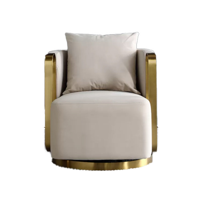 Glam Arm Chair Pillow Back Gold Base Arms Included Living Room Armchair