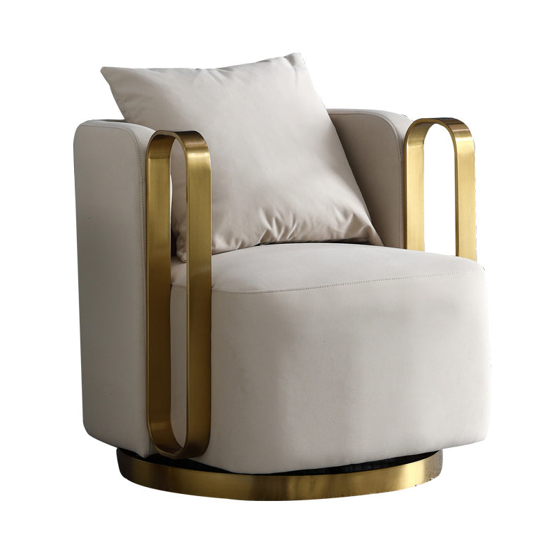 Glam Arm Chair Pillow Back Gold Base Arms Included Living Room Armchair