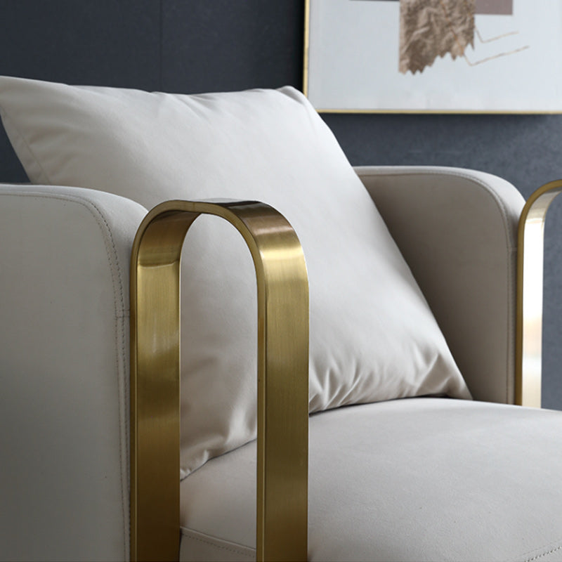Glam Arm Chair Pillow Back Gold Base Arms Included Living Room Armchair