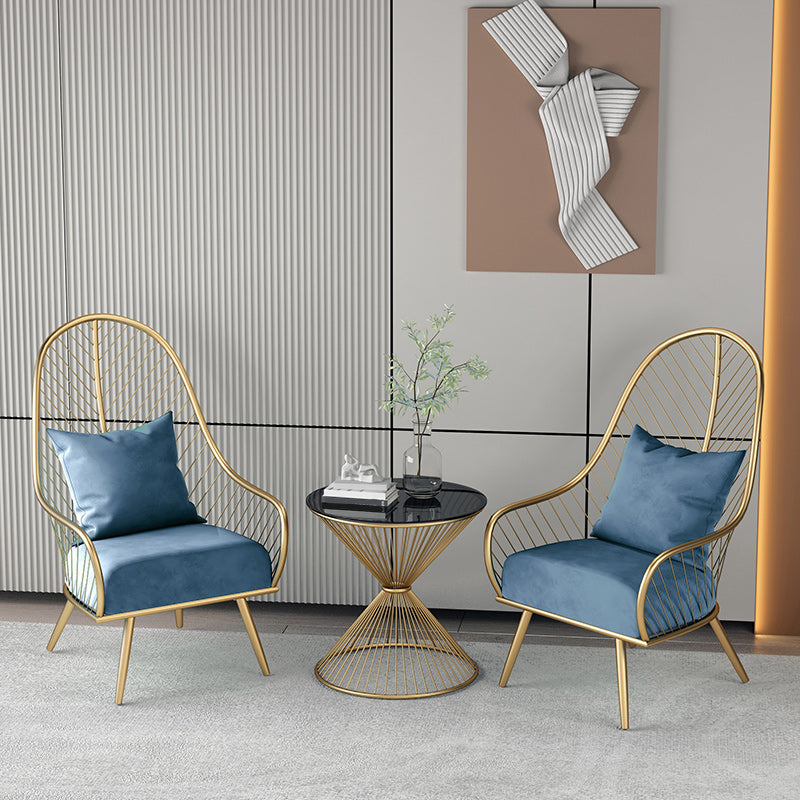 Glam Accent Chair Living Room Reclining Basic Four Legs Pillow Back Parsons Chair