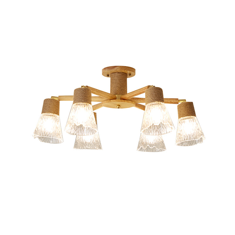 Bell Shape Glass Flush Mount Light Modern Style Multi Lights Ceiling Mount Light in Brown