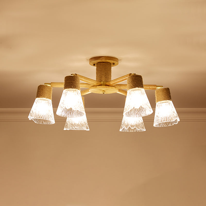 Bell Shape Glass Flush Mount Light Modern Style Multi Lights Ceiling Mount Light in Brown