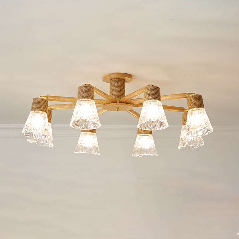 Bell Shape Glass Flush Mount Light Modern Style Multi Lights Ceiling Mount Light in Brown