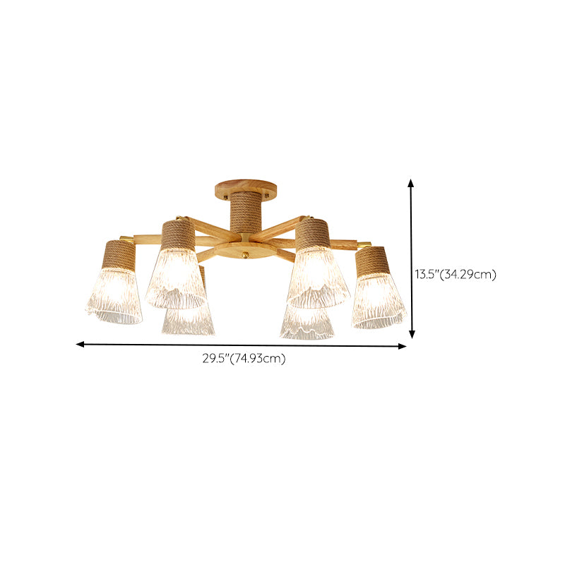 Bell Shape Glass Flush Mount Light Modern Style Multi Lights Ceiling Mount Light in Brown