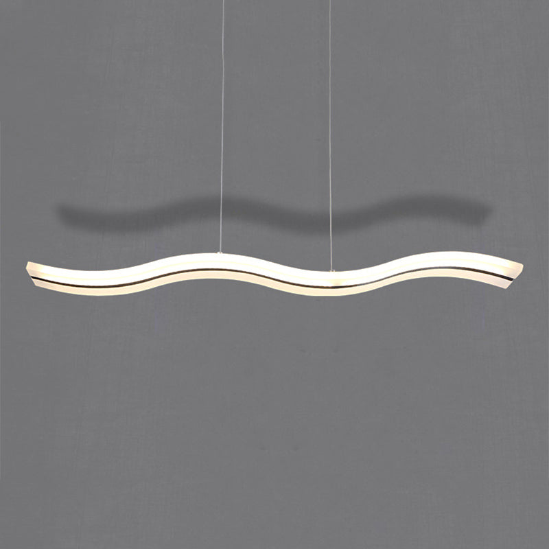 Linear Shape Chandelier Lighting Modern Style Acrylic 1 Lights Island Lamp in White