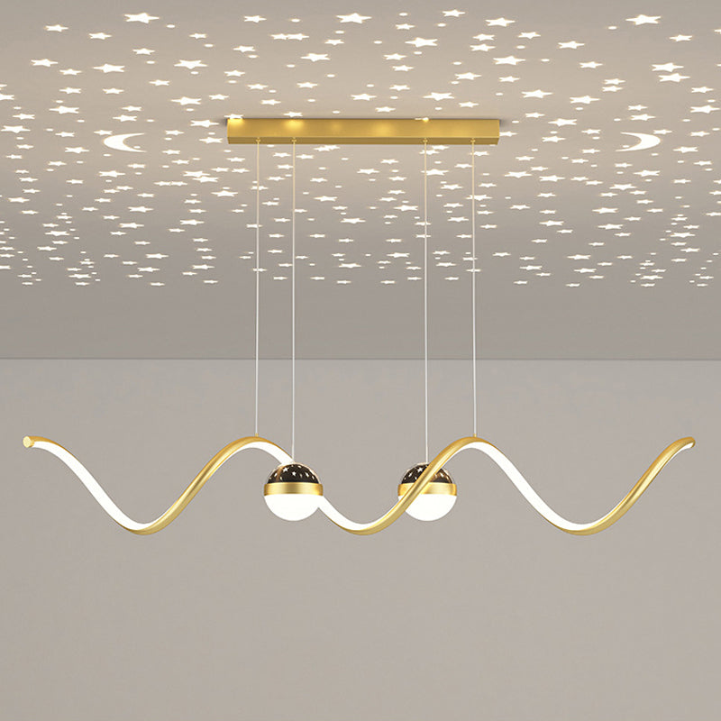 Modern Style Ribbon Shape Island Pendants Metal Pendant Lights for Dining Room