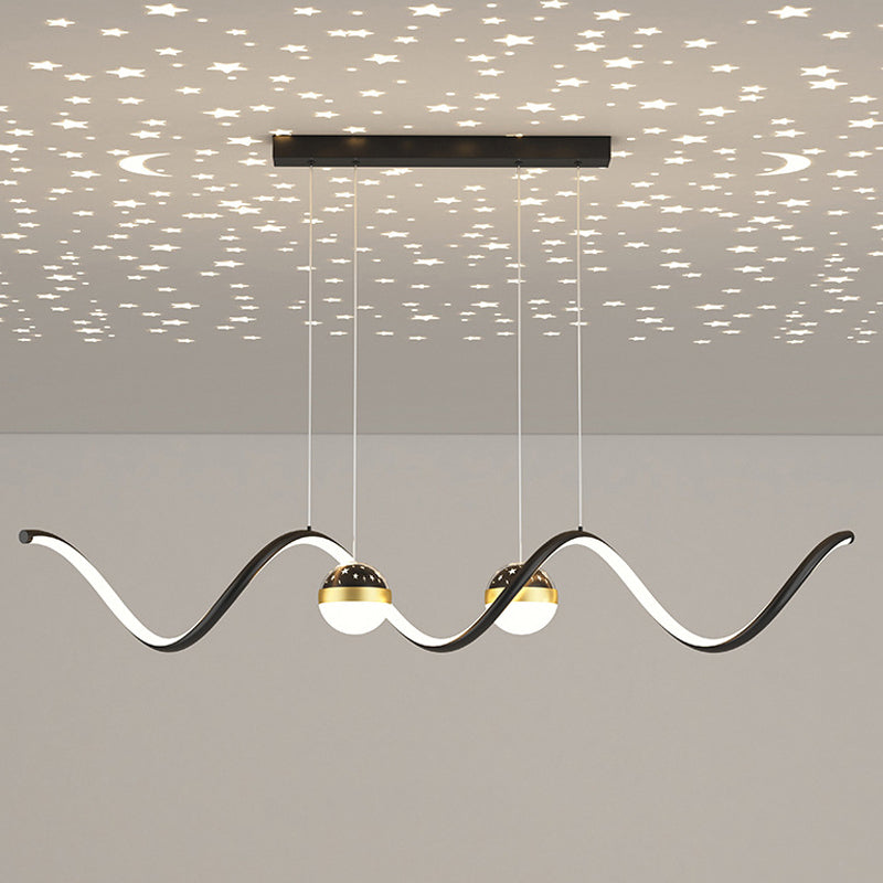 Modern Style Ribbon Shape Island Pendants Metal Pendant Lights for Dining Room