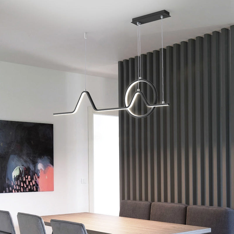 2 Lights Modern Style Island Pendants Metal Pendant Lights in Black for Dining Room