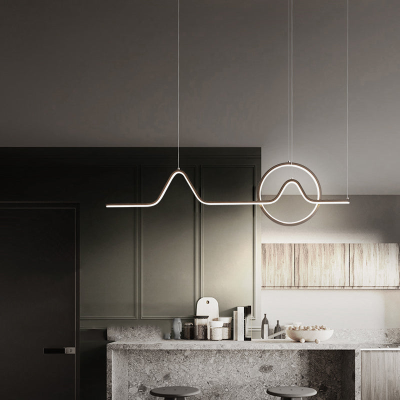 2 Lights Modern Style Island Pendants Metal Pendant Lights in Black for Dining Room