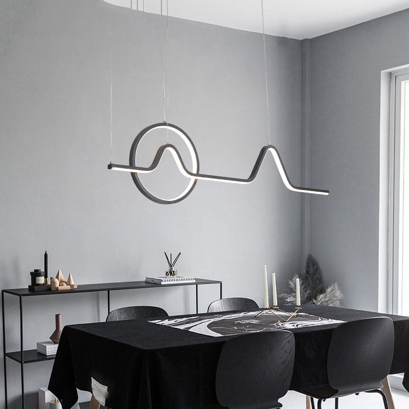 2 Lights Modern Style Island Pendants Metal Pendant Lights in Black for Dining Room