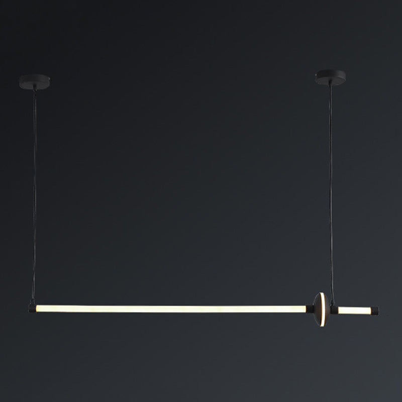 Metal Linear Island Pendant Modern 2-Light Island Lighting for Dining Room