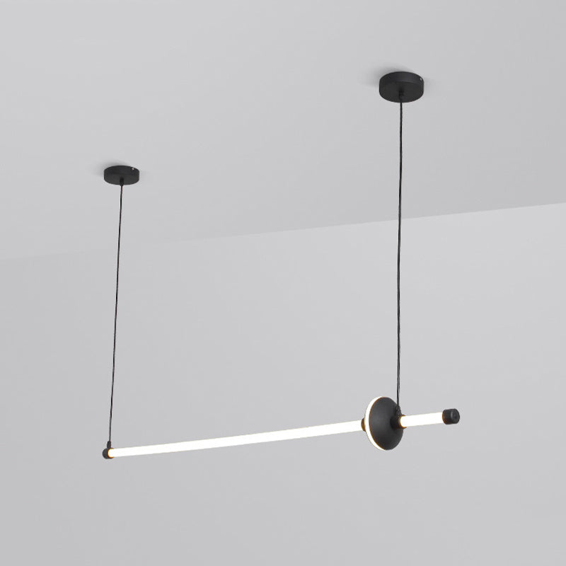 Metal Linear Island Pendant Modern 2-Light Island Lighting for Dining Room