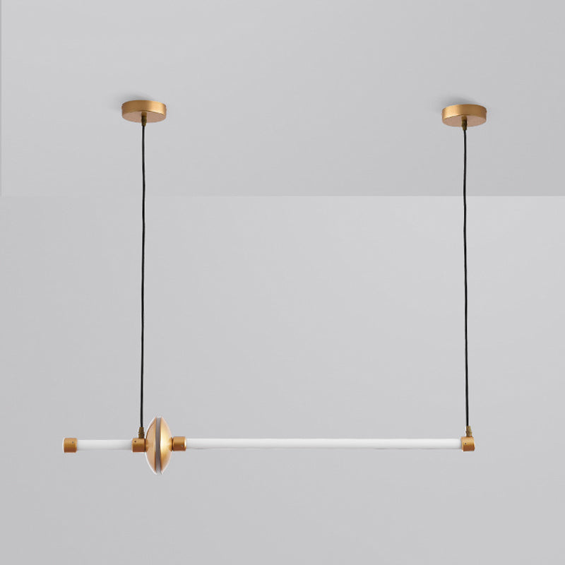 Metal Linear Island Pendant Modern 2-Light Island Lighting for Dining Room