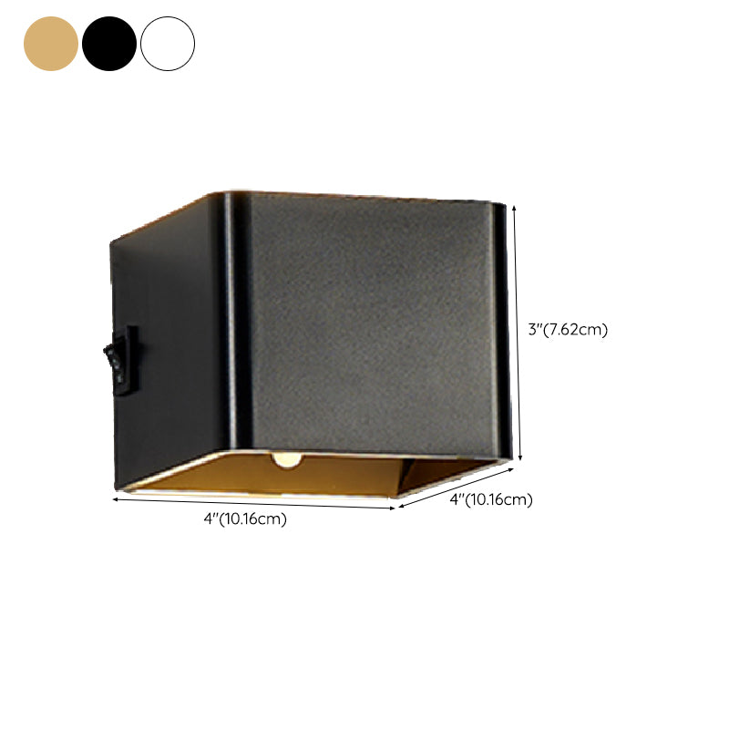 Modern Metal Wall Sconce Square Shape Wall Light with Plastic Shade for Courtyard