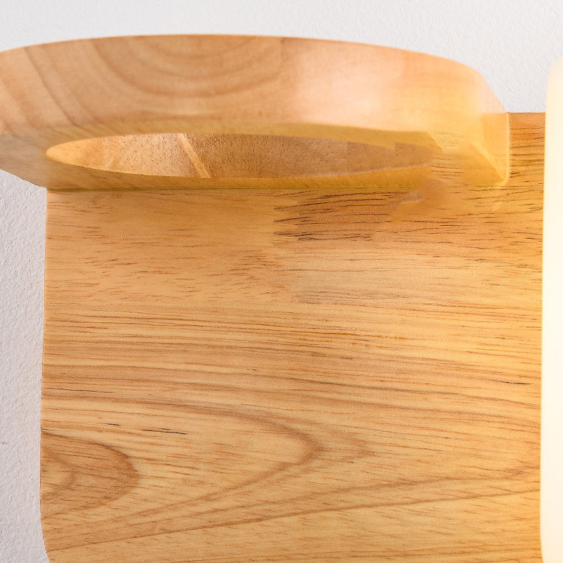 Modern Style Wall Light Fixture Wooden Wall Light Sconce without Plants