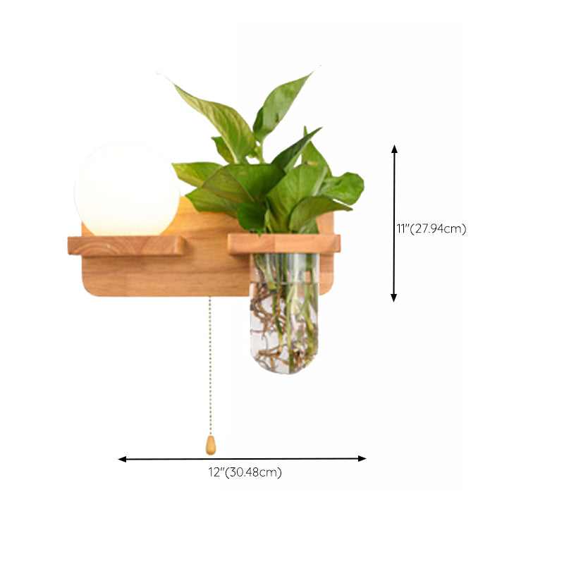 Modern Style Wall Light Fixture Wooden Wall Light Sconce without Plants