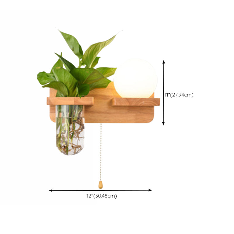 Modern Style Wall Light Fixture Wooden Wall Light Sconce without Plants