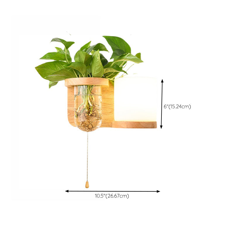 Modern Style Wall Light Fixture Wooden Wall Light Sconce without Plants