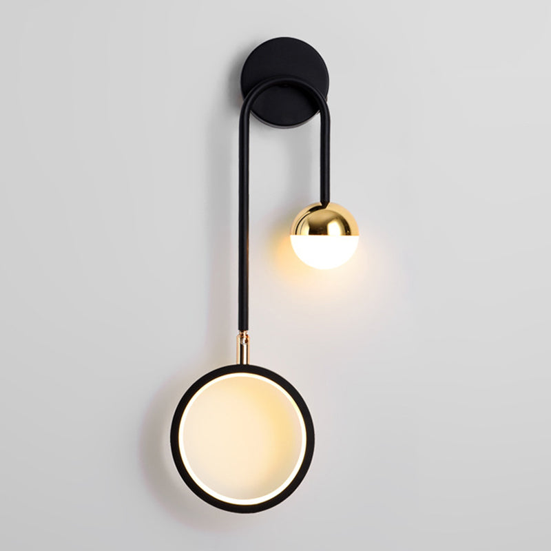 Contemporary LED Wall Light Black Metal Lighting for Living Room