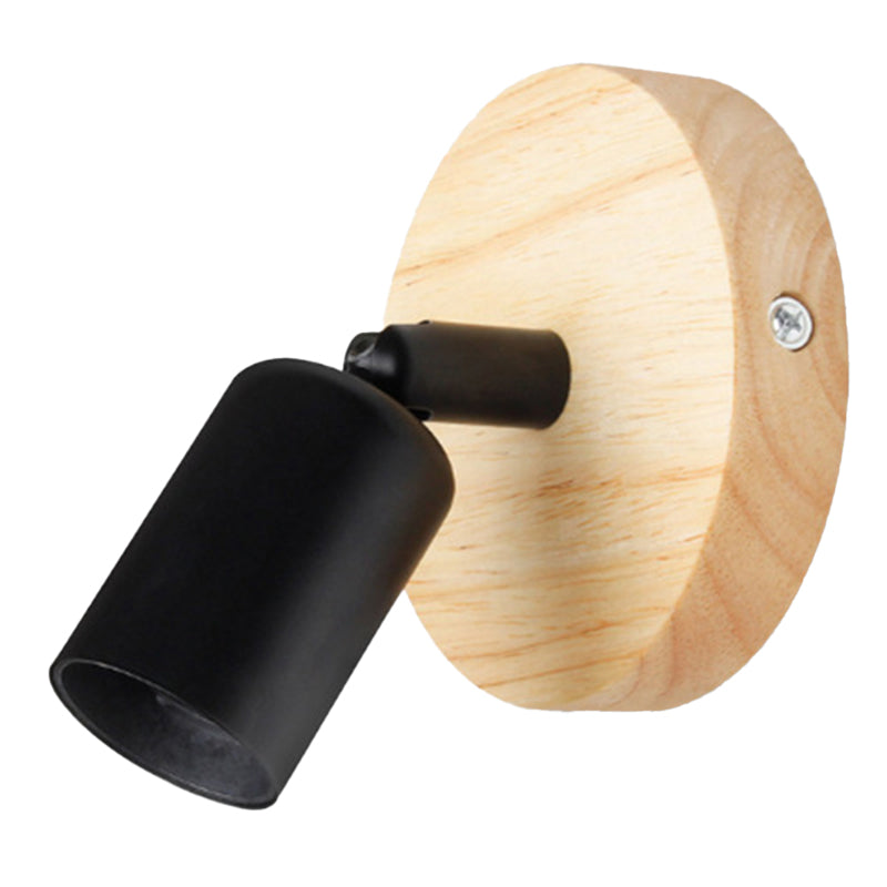 Contemporary Wood Wall Light Black / White Metal Lighting for Home Foyer