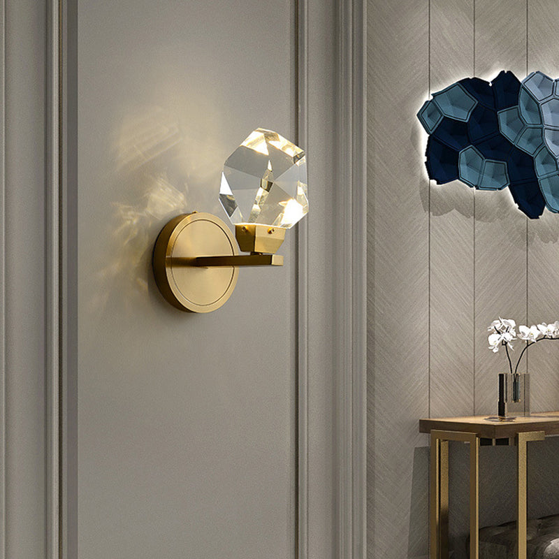 Golden Metallic Lighting Post Modern Crystal Wall Light for Living Room