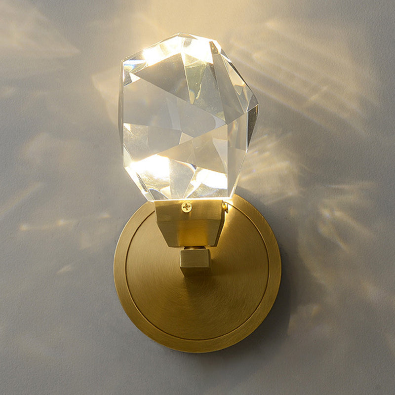 Golden Metallic Lighting Post Modern Crystal Wall Light for Living Room