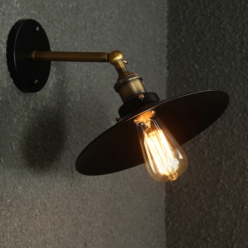 Industrial Style Wall Sconce Metal 1 Light Sconces in Black for Bedroom