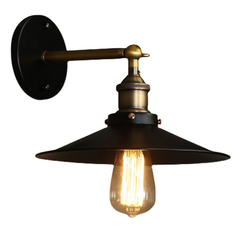 Industrial Style Wall Sconce Metal 1 Light Sconces in Black for Bedroom