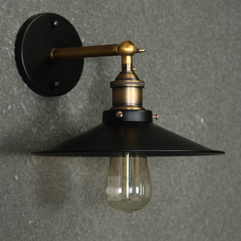 Industrial Style Wall Sconce Metal 1 Light Sconces in Black for Bedroom