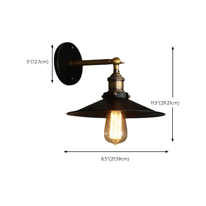 Industrial Style Wall Sconce Metal 1 Light Sconces in Black for Bedroom