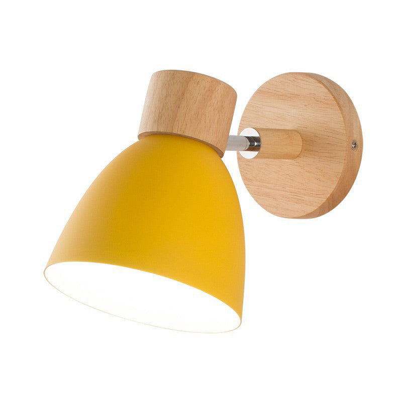 1-Light Metal Sconce Lighting Modern Wood Wall Light for Dining Room