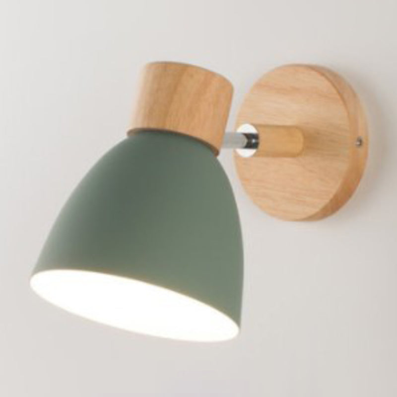 1-Light Metal Sconce Lighting Modern Wood Wall Light for Dining Room
