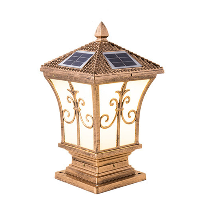 Waterproof Pillar Lamp Black/Golden Square Solar Outdoor Lights for Garden