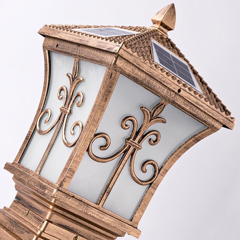 Waterproof Pillar Lamp Black/Golden Square Solar Outdoor Lights for Garden