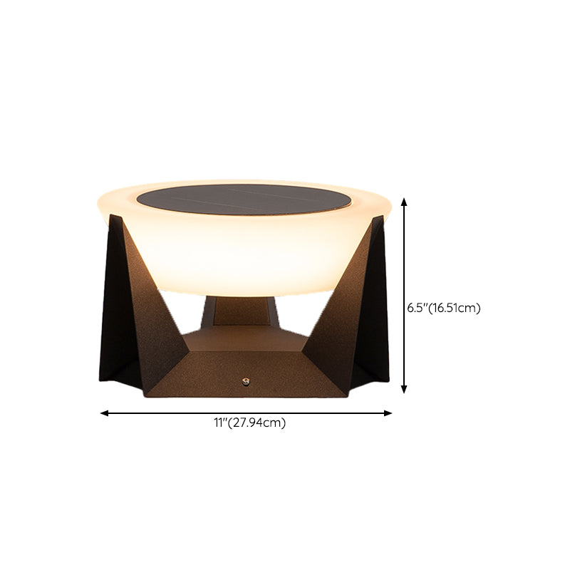 Modern Simple Metal Pillar Lamp Circle Shape Solar Energy Pillar Light for Outdoor