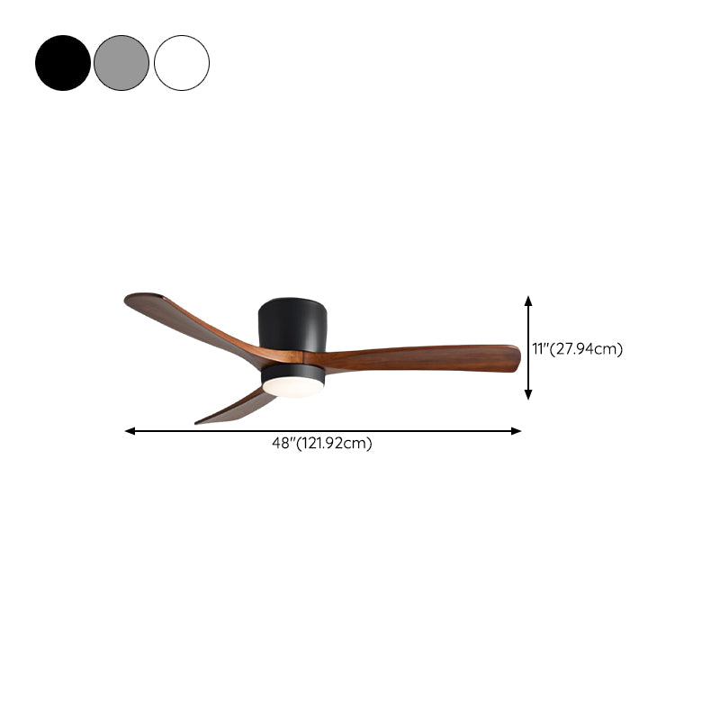 Contemporary Ceiling Fan Light Fixture Wooden LED Ceiling Flush Mount for Bedroom