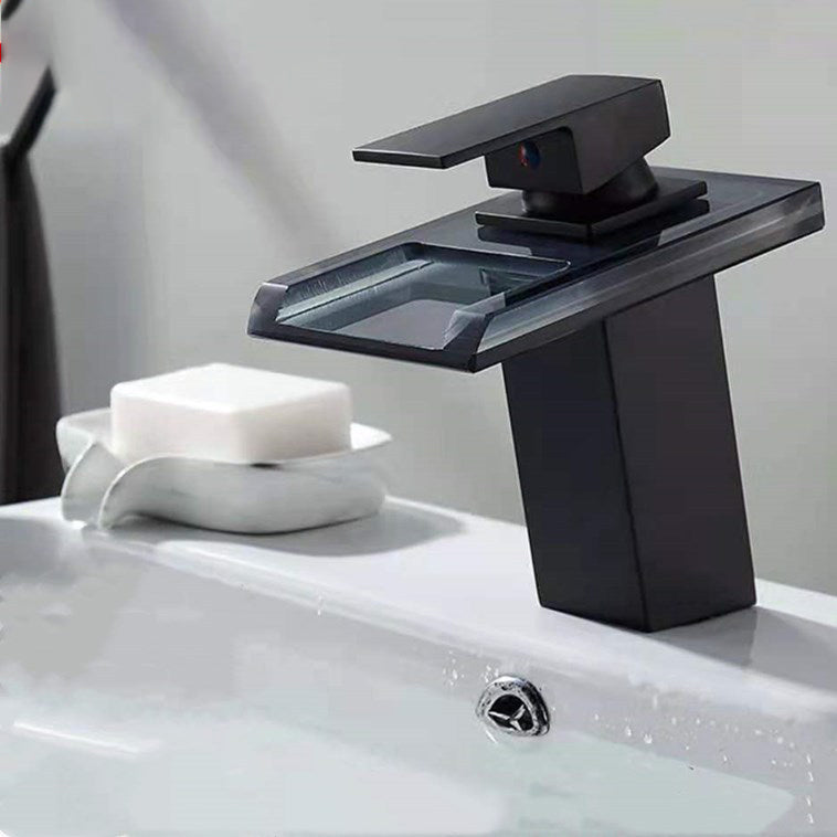 1-Handle Basin Lavatory Faucet 1-Hole Widespread Bathroom Vessel Faucet with LED Lighting