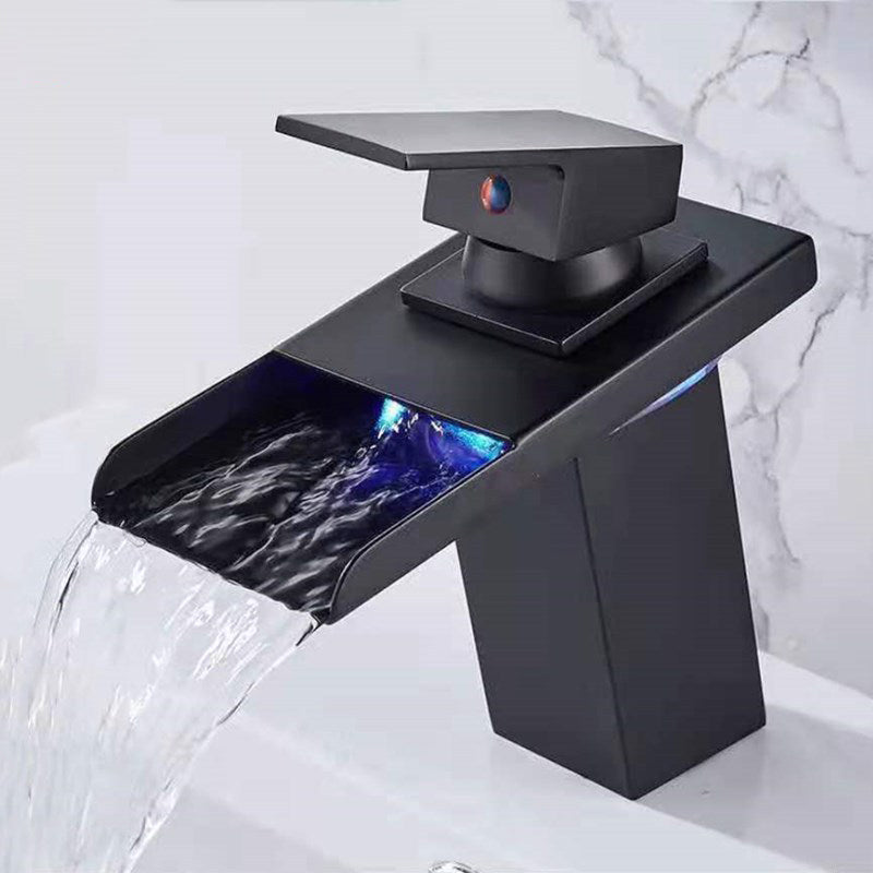1-Handle Basin Lavatory Faucet 1-Hole Widespread Bathroom Vessel Faucet with LED Lighting
