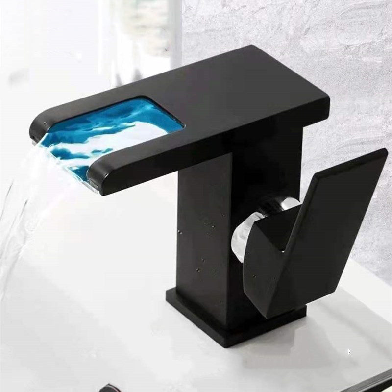 1-Handle Basin Lavatory Faucet 1-Hole Widespread Bathroom Vessel Faucet with LED Lighting