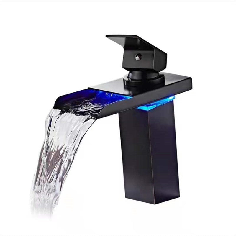 1-Handle Basin Lavatory Faucet 1-Hole Widespread Bathroom Vessel Faucet with LED Lighting