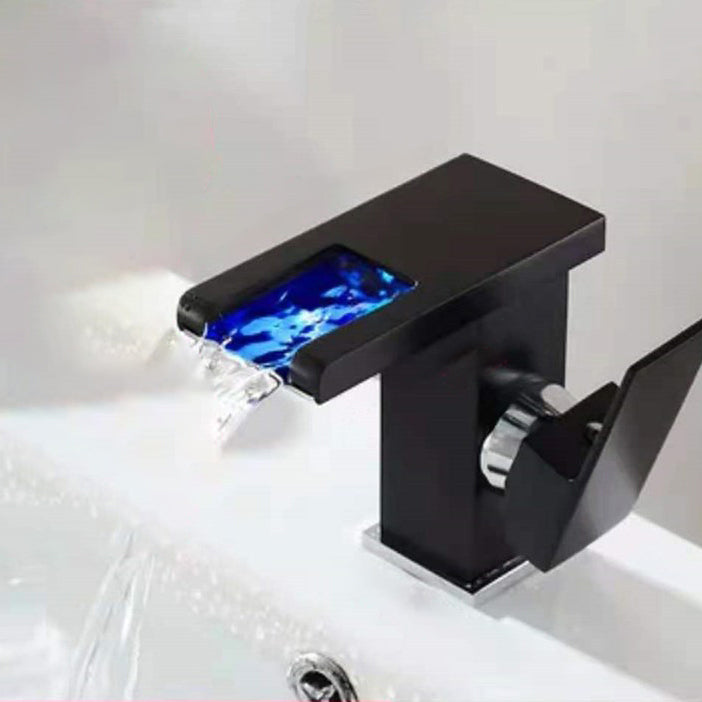 1-Handle Basin Lavatory Faucet 1-Hole Widespread Bathroom Vessel Faucet with LED Lighting