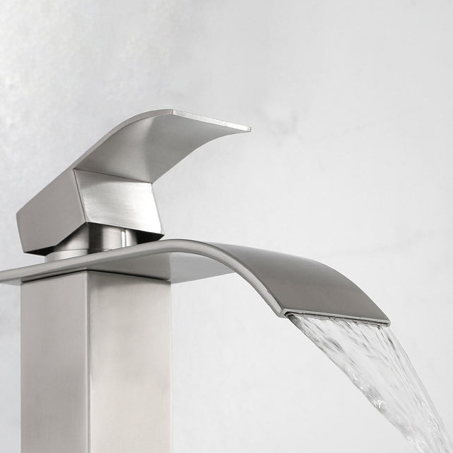 Industrial Vessel Faucet Stainless Steel Lever Handles Waterfall Spout Bathroom Faucet