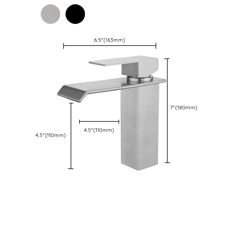 Industrial Vessel Faucet Stainless Steel Lever Handles Waterfall Spout Bathroom Faucet