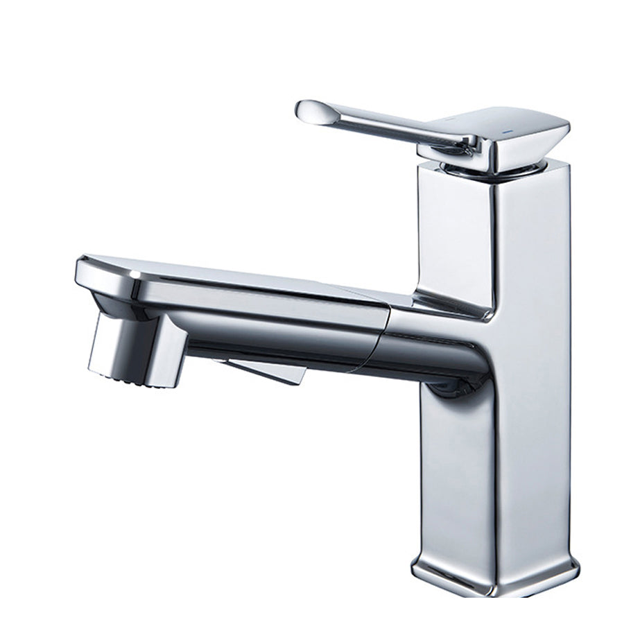 Modern Brass Sink Faucet Centerset Bathroom Faucet with Water Hose