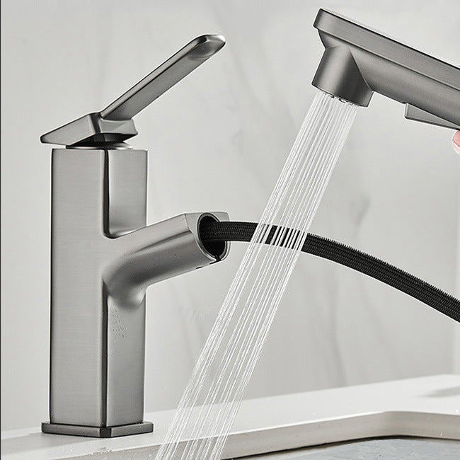 Modern Brass Sink Faucet Centerset Bathroom Faucet with Water Hose