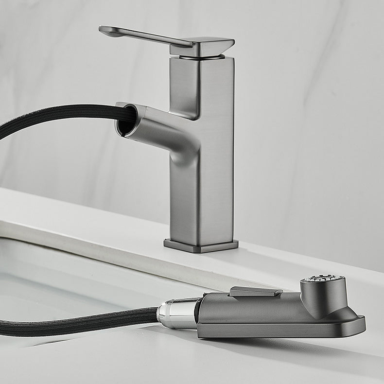 Modern Brass Sink Faucet Centerset Bathroom Faucet with Water Hose