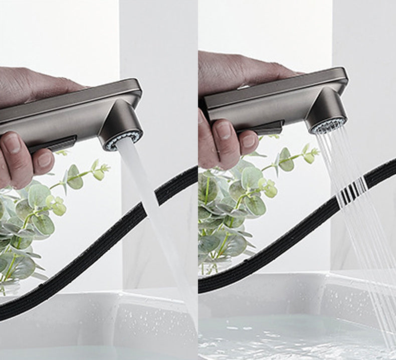 Modern Brass Sink Faucet Centerset Bathroom Faucet with Water Hose